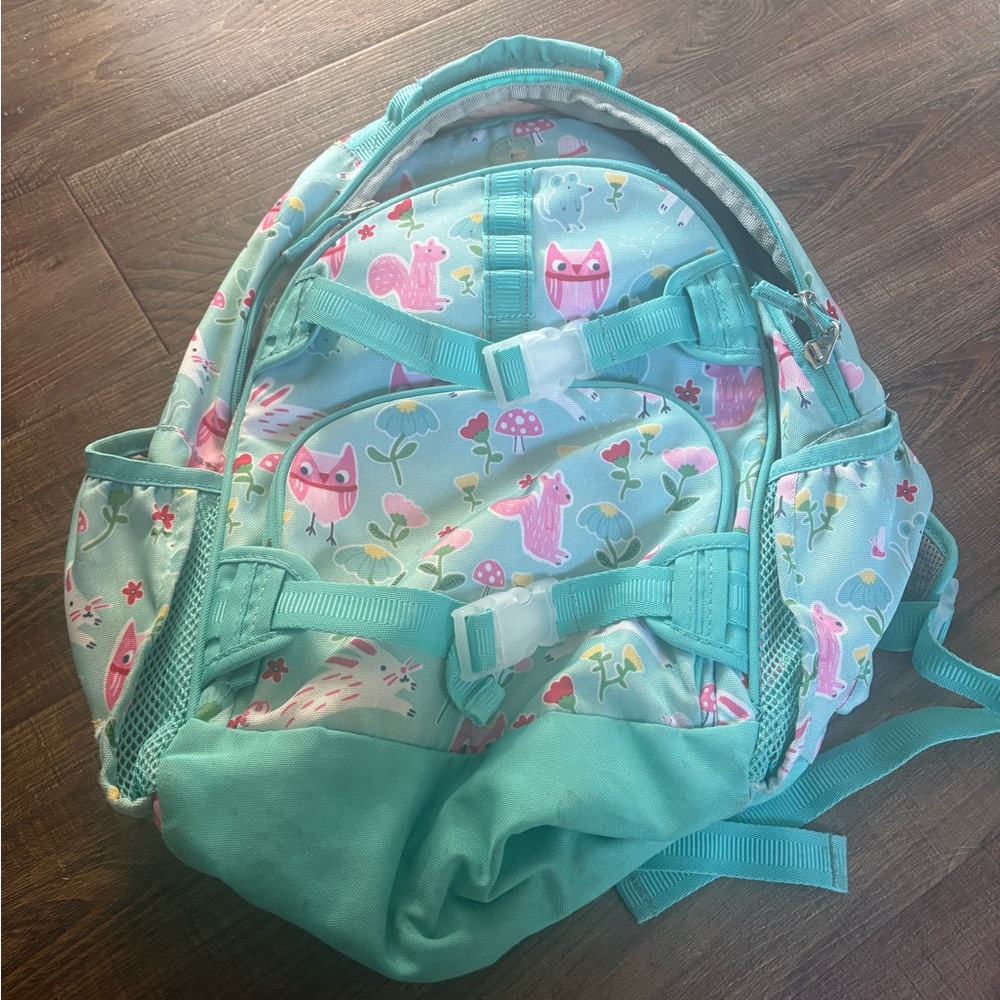 Pottery Barn Kids Mint and Pink Animal Backpack (size large)